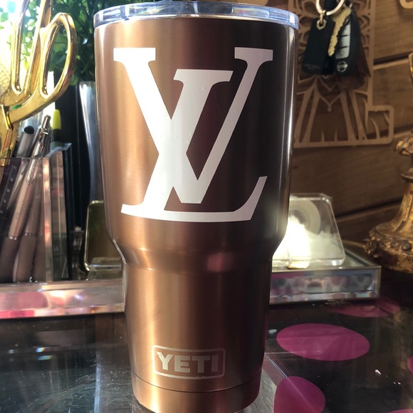 Copper yeti with vinyl Louis Vuitton sticker. Hand made.